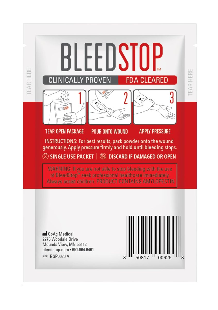 BleedStop™ Erste-Hilfe-Pulver zur Blutstillung, Trauma-Kit, für Patienten mit Blutverdünnern, Camping-Sicherheit und Überlebensausrüstung für mittelschwere bis schwere blutende Wunden oder Nasenbluten – 2 (20g) Beutel