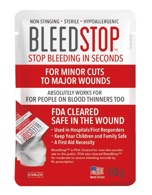BleedStop™ Erste-Hilfe-Pulver zur Blutgerinnung, Trauma-Set, für Patienten mit Blutverdünnern, Camping-Sicherheit und Überlebensausrüstung für mittelschwere bis schwere Blutungen oder Nasenbluten – 1 Beutel (60 g)
