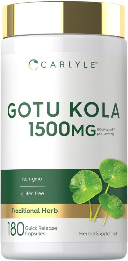 Carlyle Gotu Kola Nahrungsergänzungsmittel | 180 Kapseln | Traditioneller Kräuterextrakt | Non-GMO & Glutenfrei