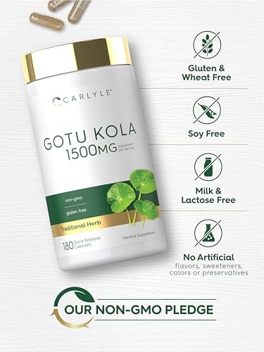 Carlyle Gotu Kola Nahrungsergänzungsmittel | 180 Kapseln | Traditioneller Kräuterextrakt | Non-GMO & Glutenfrei