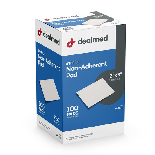 Dealmed Sterile Non-Adherent 2" x 3" Mullkompressen – 100 Stück, hochsaugfähig, nicht klebend, schmerzfreier Verbandwechsel