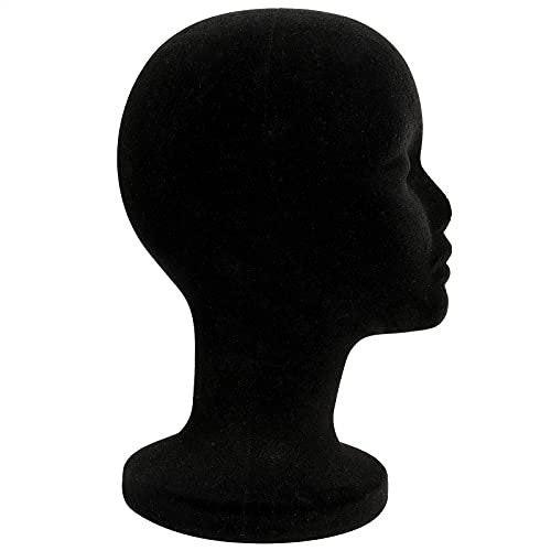 Foraineam 2er-Pack Schwarze Schaumstoff-Perückenkopf, 30 cm Weiblicher Manikin-Schaumkopf, Perückenhalter für Hüte, Brillen, Stirnbänder, Haarverlängerungen