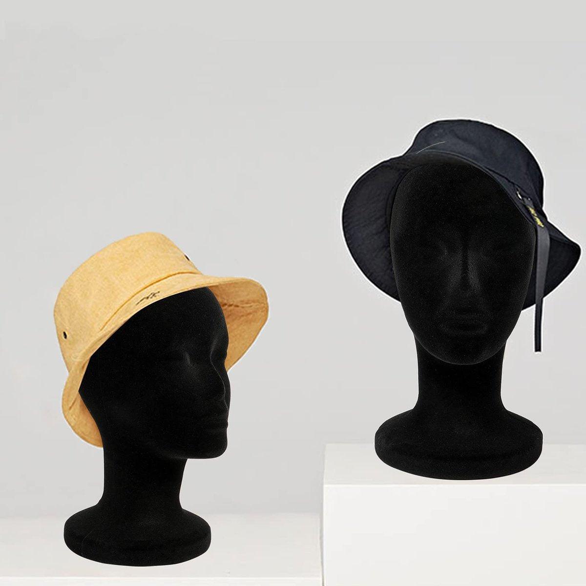 Foraineam 2er-Pack Schwarze Schaumstoff-Perückenkopf, 30 cm Weiblicher Manikin-Schaumkopf, Perückenhalter für Hüte, Brillen, Stirnbänder, Haarverlängerungen
