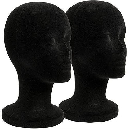 Foraineam 2er-Pack Schwarze Schaumstoff-Perückenkopf, 30 cm Weiblicher Manikin-Schaumkopf, Perückenhalter für Hüte, Brillen, Stirnbänder, Haarverlängerungen