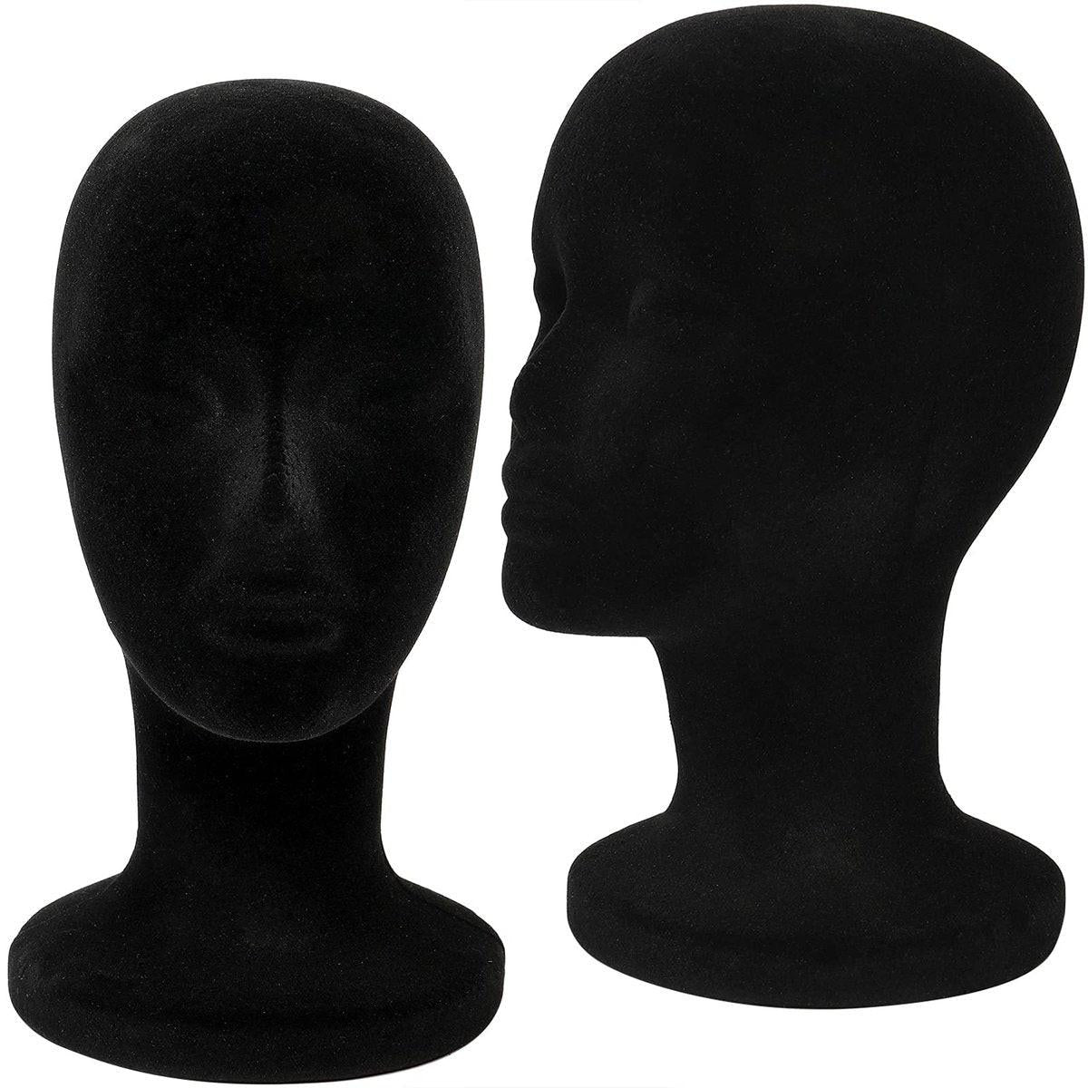 Foraineam 2er-Pack Schwarze Schaumstoff-Perückenkopf, 30 cm Weiblicher Manikin-Schaumkopf, Perückenhalter für Hüte, Brillen, Stirnbänder, Haarverlängerungen