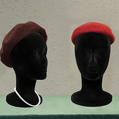 Foraineam 2er-Pack Schwarze Schaumstoff-Perückenkopf, 30 cm Weiblicher Manikin-Schaumkopf, Perückenhalter für Hüte, Brillen, Stirnbänder, Haarverlängerungen