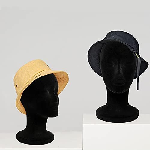 Foraineam 2er-Pack Schwarze Schaumstoff-Perückenkopf, 30 cm Weiblicher Manikin-Schaumkopf, Perückenhalter für Hüte, Brillen, Stirnbänder, Haarverlängerungen
