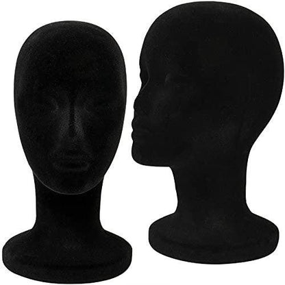 Foraineam 2er-Pack Schwarze Schaumstoff-Perückenkopf, 30 cm Weiblicher Manikin-Schaumkopf, Perückenhalter für Hüte, Brillen, Stirnbänder, Haarverlängerungen