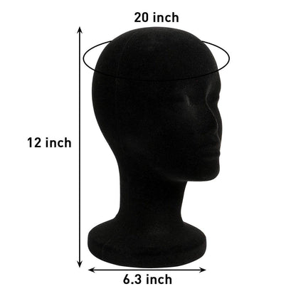 Foraineam 2er-Pack Schwarze Schaumstoff-Perückenkopf, 30 cm Weiblicher Manikin-Schaumkopf, Perückenhalter für Hüte, Brillen, Stirnbänder, Haarverlängerungen