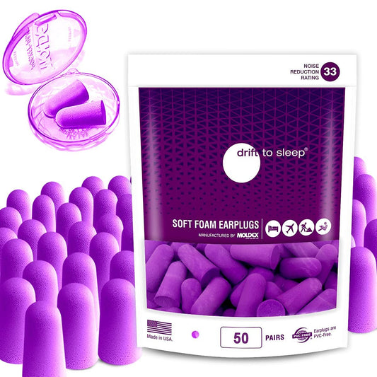MOLDEX Soft Foam Ohrstöpsel Softies® – Gehörschutz für Schlafen, Schnarchen, Arbeit, Reisen, Schießen – -33dB höchster NRR – Hergestellt in den USA (Lila, 50 Paare)