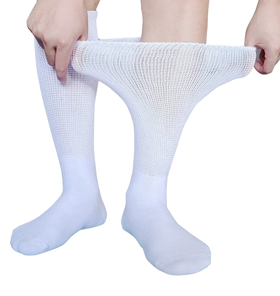 CIRZUEX Extrawide Socken für Lymphödem, geschwollene Füße und Beine, bariatrische Socken, Gipsverband-Socken, diabetische, nicht einschnürende Neuropathie-Schwellungen, Damen und Herren, 2 Paar