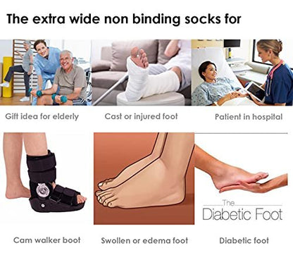 CIRZUEX Extrawide Socken für Lymphödem, geschwollene Füße und Beine, bariatrische Socken, Gipsverband-Socken, diabetische, nicht einschnürende Neuropathie-Schwellungen, Damen und Herren, 2 Paar