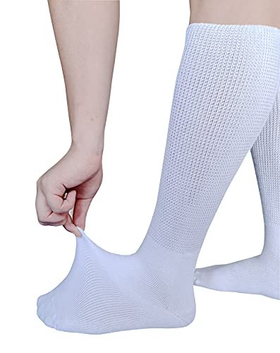 CIRZUEX Extrawide Socken für Lymphödem, geschwollene Füße und Beine, bariatrische Socken, Gipsverband-Socken, diabetische, nicht einschnürende Neuropathie-Schwellungen, Damen und Herren, 2 Paar