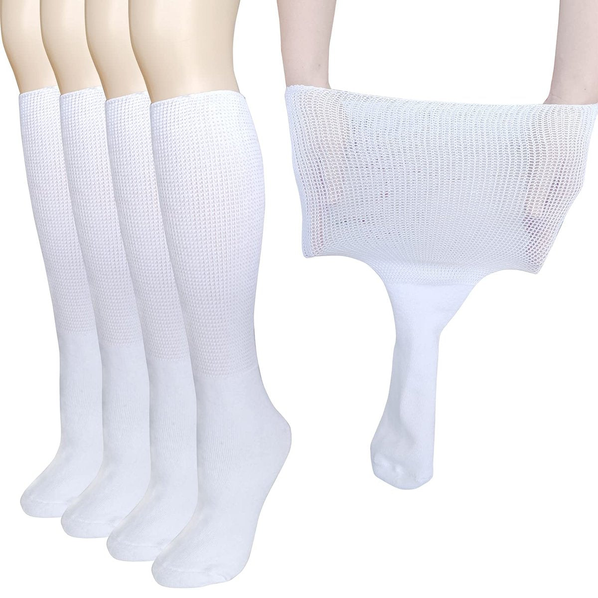 CIRZUEX Extrawide Socken für Lymphödem, geschwollene Füße und Beine, bariatrische Socken, Gipsverband-Socken, diabetische, nicht einschnürende Neuropathie-Schwellungen, Damen und Herren, 2 Paar