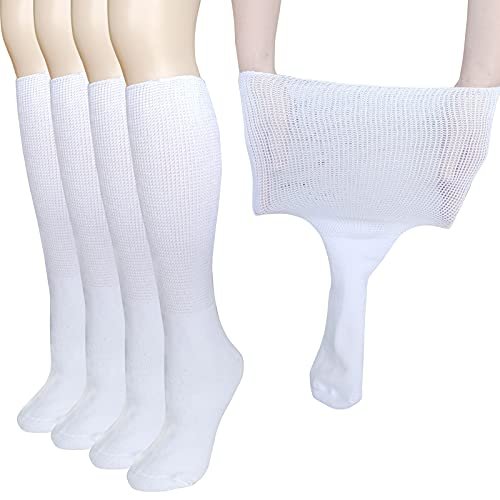 CIRZUEX Extrawide Socken für Lymphödem, geschwollene Füße und Beine, bariatrische Socken, Gipsverband-Socken, diabetische, nicht einschnürende Neuropathie-Schwellungen, Damen und Herren, 2 Paar