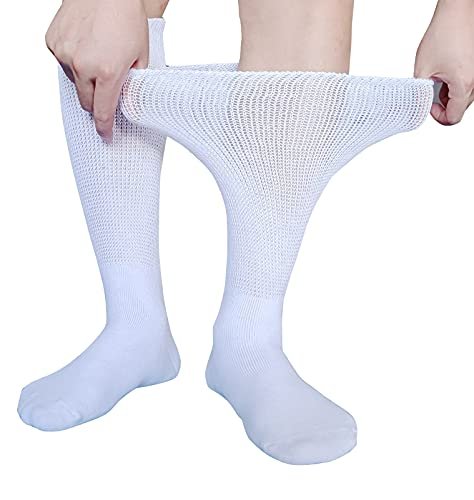 CIRZUEX Extrawide Socken für Lymphödem, geschwollene Füße und Beine, bariatrische Socken, Gipsverband-Socken, diabetische, nicht einschnürende Neuropathie-Schwellungen, Damen und Herren, 2 Paar