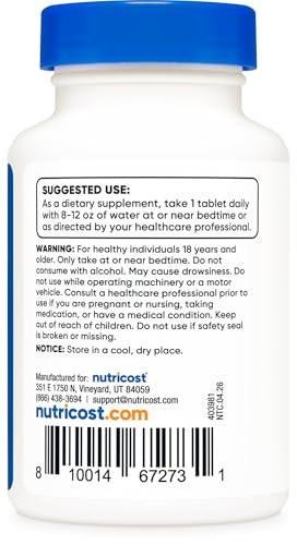 Nutricost Melatonin 10mg, 240 Tabletten – 10mg pro Portion, Non-GMO, Glutenfrei