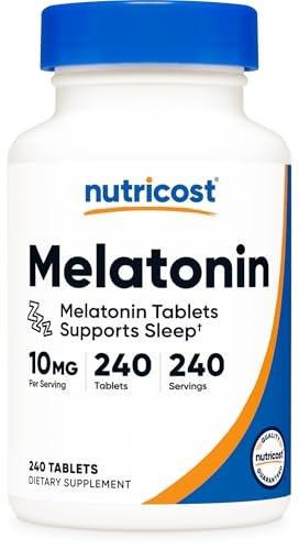 Nutricost Melatonin 10mg, 240 Tabletten – 10mg pro Portion, Non-GMO, Glutenfrei