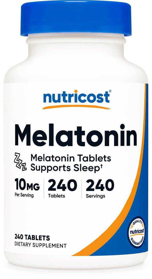 Nutricost Melatonin 10mg, 240 Tabletten – 10mg pro Portion, Non-GMO, Glutenfrei