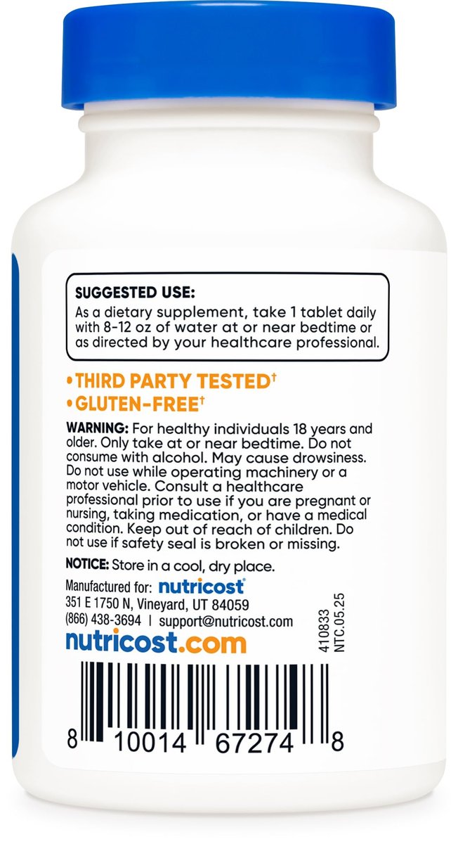 Nutricost Melatonin 12mg, 240 Tabletten – 12mg pro Portion, Nicht-GMO, Glutenfrei