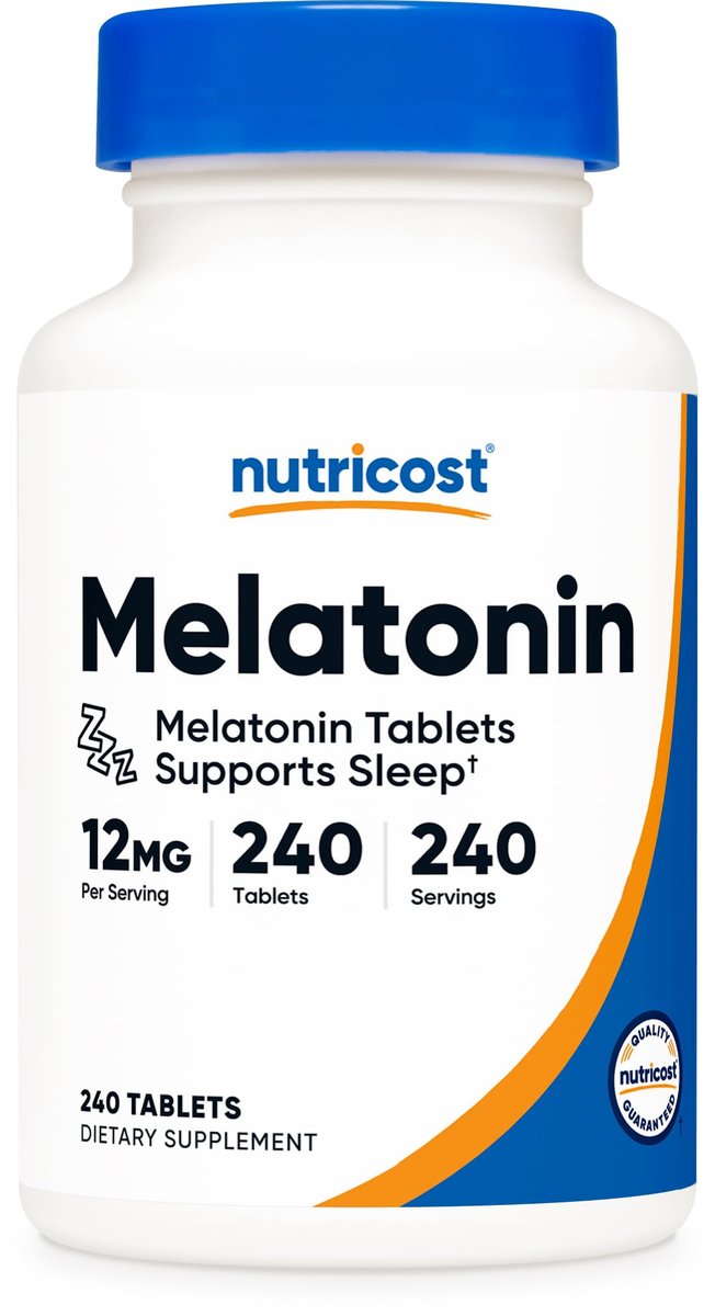Nutricost Melatonin 12mg, 240 Tabletten – 12mg pro Portion, Nicht-GMO, Glutenfrei