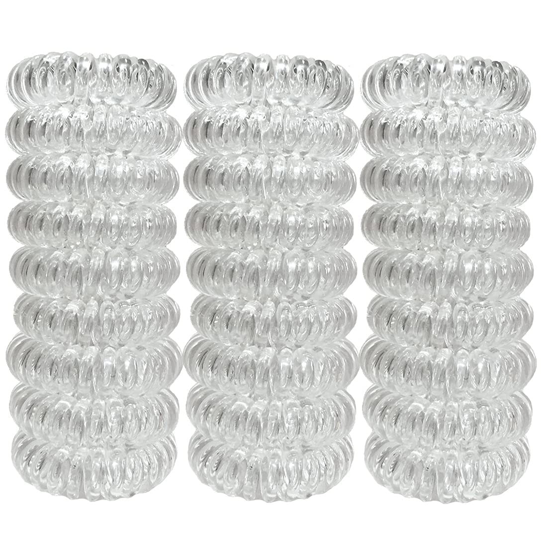 RN BEAUTY 27-teilige Spiral-Haarspangen: Wasserfeste elastische rückstandslose Pferdeschwanzhalter, farblos 4 cm, keine Druckstellen