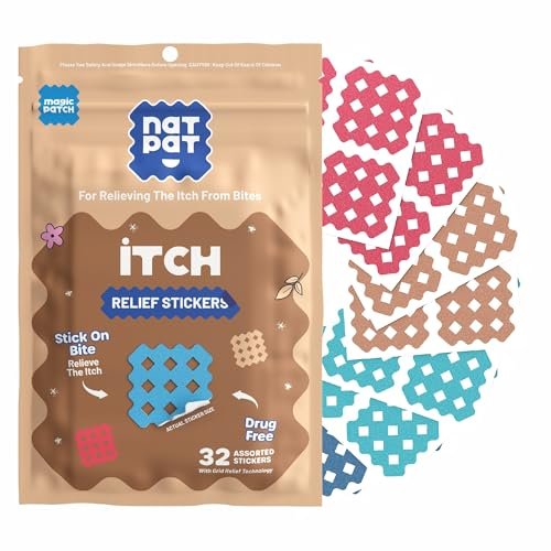 NATPAT Magic Patch Itch Relief Sticker - Insektenstich-Pflaster für Mücken, Zecken, Kriebelmücken, Sandfliegen und Bettwanzen - Buzzpatch - 32 Stück