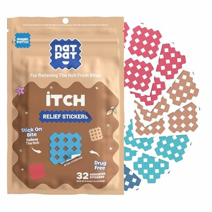 NATPAT Magic Patch Itch Relief Sticker - Insektenstich-Pflaster für Mücken, Zecken, Kriebelmücken, Sandfliegen und Bettwanzen - Buzzpatch - 32 Stück