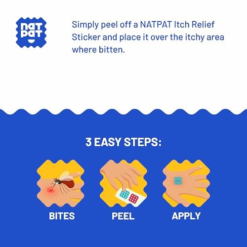 NATPAT Magic Patch Itch Relief Sticker - Insektenstich-Pflaster für Mücken, Zecken, Kriebelmücken, Sandfliegen und Bettwanzen - Buzzpatch - 32 Stück