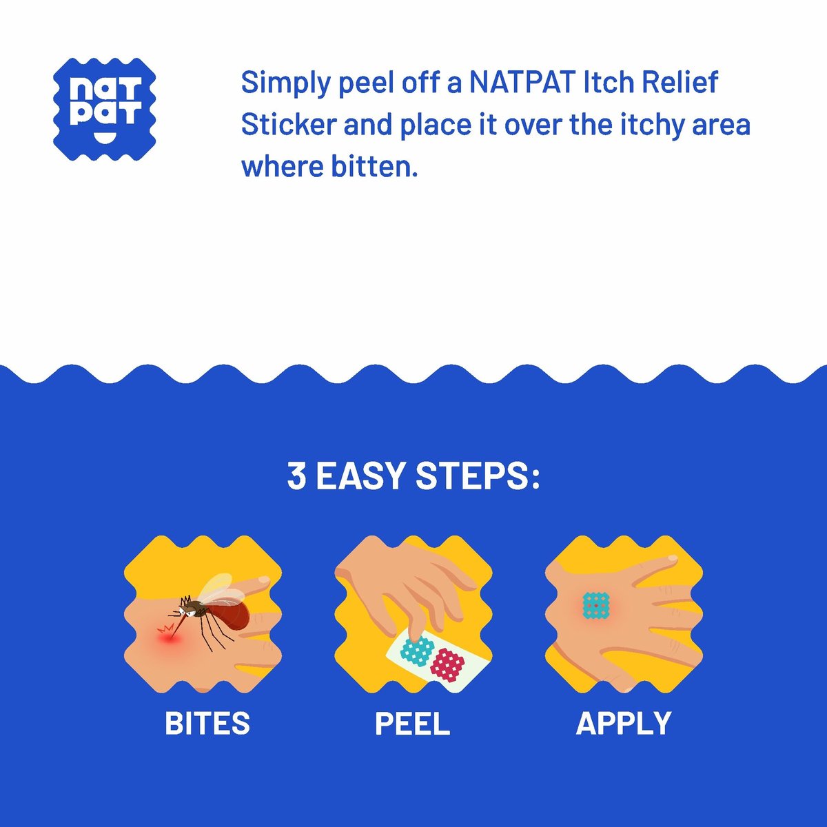 NATPAT Magic Patch Itch Relief Sticker - Insektenstich-Pflaster für Mücken, Zecken, Kriebelmücken, Sandfliegen und Bettwanzen - Buzzpatch - 32 Stück