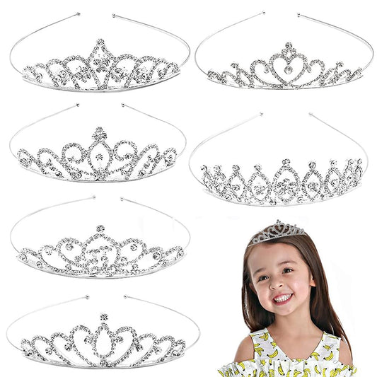6er-Pack Kristall-Tiara-Krone, Strass-Prinzessinnen-Krone, Silberkristall-Tiara für Mädchen, Frauen, Hochzeiten, Partys, Prom-Kopfbedeckungen