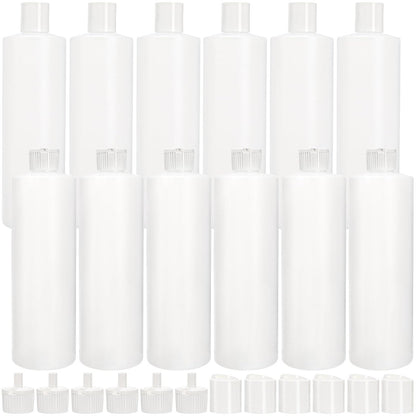Bekith 12er-Pack 16oz Plastik-Quetschflaschen mit 24 Verschlüssen in 2 Stilen, Nachfüllbare Flaschen für Shampoo, Lotionen, Flüssigseife, Soße, BPA-frei