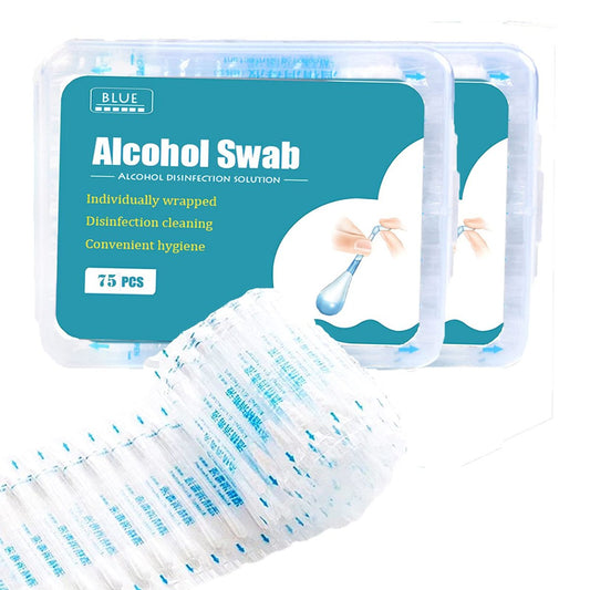100+50 Alkoholtupfer aus Watte einzeln verpackt, Einweg-Tupferstäbchen, Hygiene-Set für Erste Hilfe, für Damen und Herren