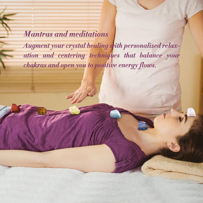 AOOVOO 17-teiliges Kristall- und Heilstein-Set: 14 echte Roh-Chakra-Steine, Selenit-Ladeplatte, Amethyst-Halskette, Rosenquarz – Geschenkbox mit Anleitung für Anfänger, Meditation, Yoga