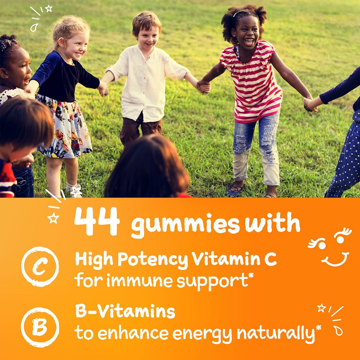 Emergen-C Kidz Tägliche Immununterstützung Gummibärchen mit Vitamin C und B-Vitaminen, Frucht-Fiesta-Geschmack - 44 Stück