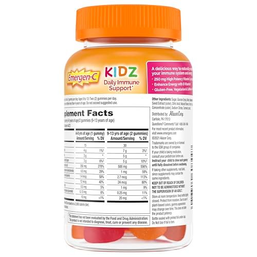 Emergen-C Kidz Tägliche Immununterstützung Gummibärchen mit Vitamin C und B-Vitaminen, Frucht-Fiesta-Geschmack - 44 Stück