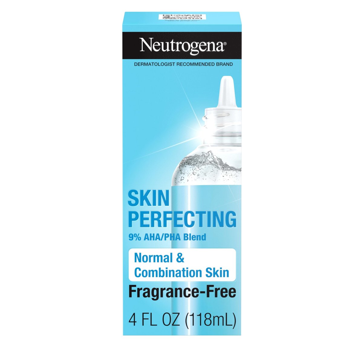 Neutrogena Skin Perfecting Tägliches flüssiges Gesichtspeeling mit 9% AHA/PHA-Mischung für normale & Mischhaut, glättender & aufhellender Leave-On-Exfoliator, öl- & duftstofffrei, 118 ml