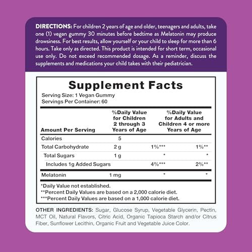 Nature's Truth Melatonin Gummis | 1 mg | 60 Stück | gemischter Beerengeschmack | Vegan, Non-GMO & Glutenfrei