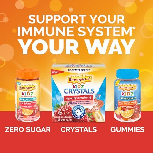 Emergen-C Kidz Daily Immune Support Gummis mit Vitamin C und B-Vitaminen, Berry Bash Geschmack, 44 Stück
