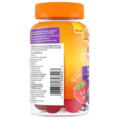 Emergen-C Kidz Daily Immune Support Gummis mit Vitamin C und B-Vitaminen, Berry Bash Geschmack, 44 Stück