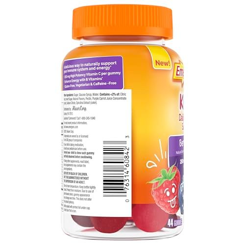 Emergen-C Kidz Daily Immune Support Gummis mit Vitamin C und B-Vitaminen, Berry Bash Geschmack, 44 Stück
