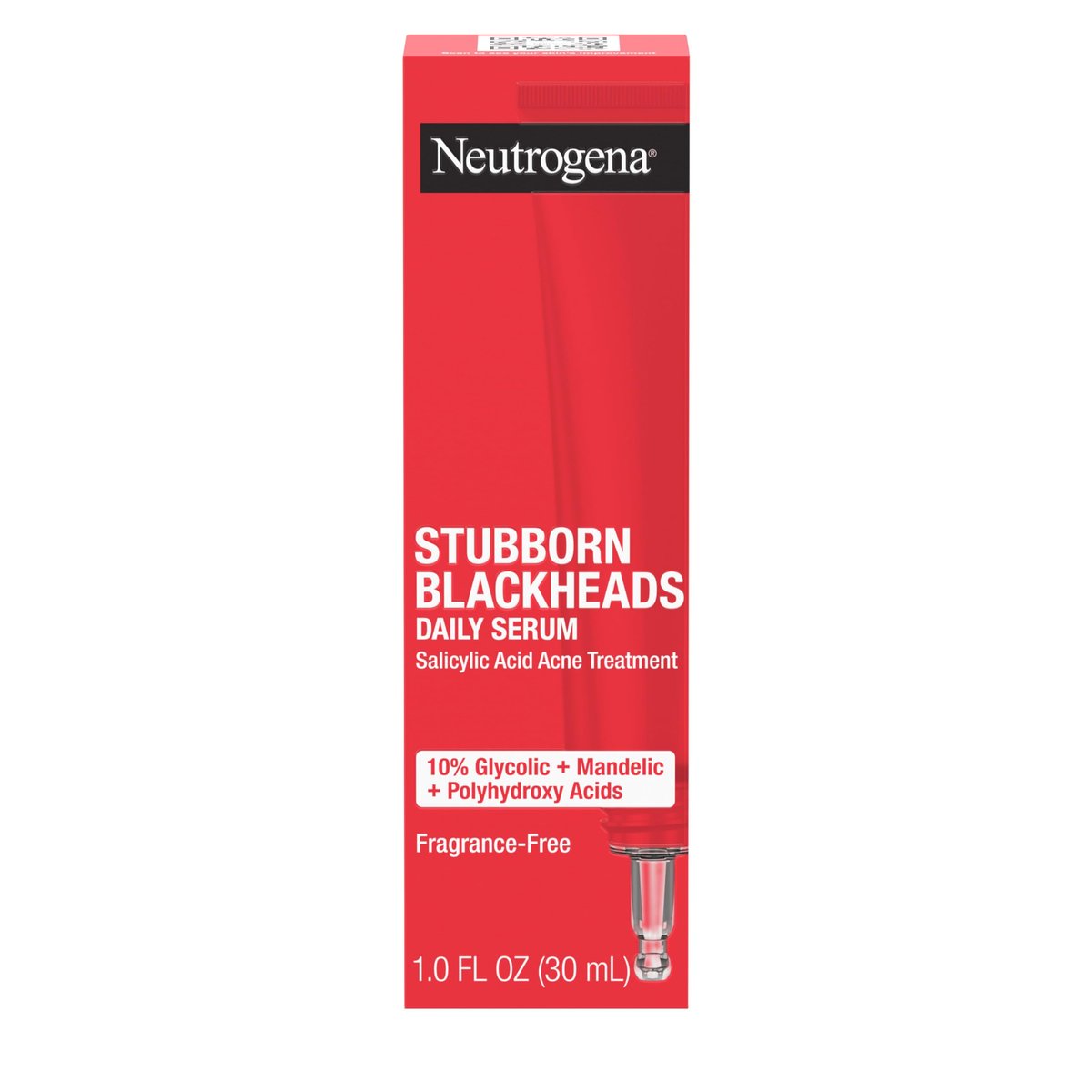 Neutrogena Stubborn Blackheads Tägliches Akne-Gesichtsserum mit Salicylsäure, Glykolsäure, Polyhydroxysäure & Mandelsäure, ölfreies Gesichtsserum für zu Akne neigende Haut, verstopfte Poren klärend, 30 ml