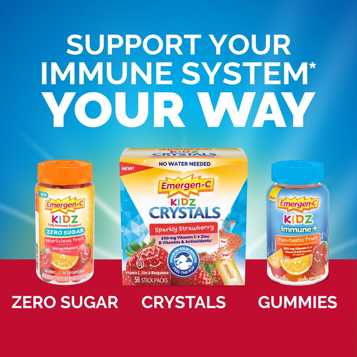 Emergen-C Kidz Immunstärkende Gummibärchen mit Vitamin C, Zink, Mangan, B-Vitaminen & Vitamin D – 44 Stück – Fruchtgeschmack