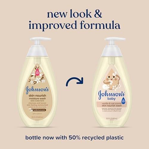 Johnson's Baby Hautpflegende Feuchtigkeits-Baby-Waschcreme, Vanille & Haferduft, Tränenfrei, Hypoallergen, 20,3 Fl. Oz