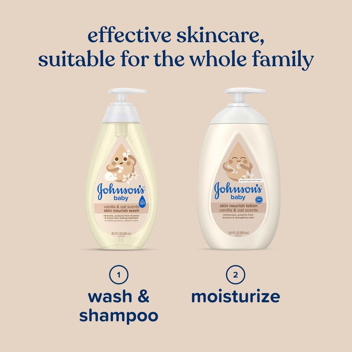 Johnson's Baby Hautpflegende Feuchtigkeits-Baby-Waschcreme, Vanille & Haferduft, Tränenfrei, Hypoallergen, 20,3 Fl. Oz