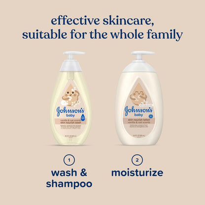 Johnson's Baby Hautpflegende Feuchtigkeits-Baby-Waschcreme, Vanille & Haferduft, Tränenfrei, Hypoallergen, 20,3 Fl. Oz