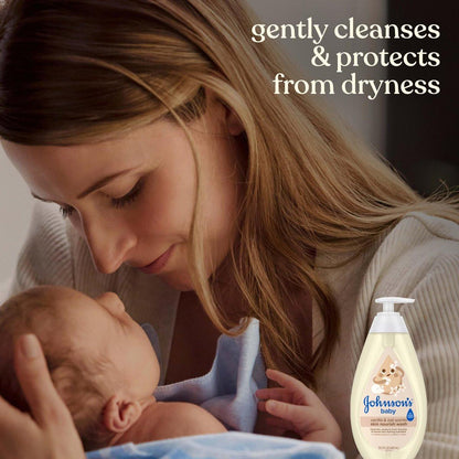Johnson's Baby Hautpflegende Feuchtigkeits-Baby-Waschcreme, Vanille & Haferduft, Tränenfrei, Hypoallergen, 20,3 Fl. Oz