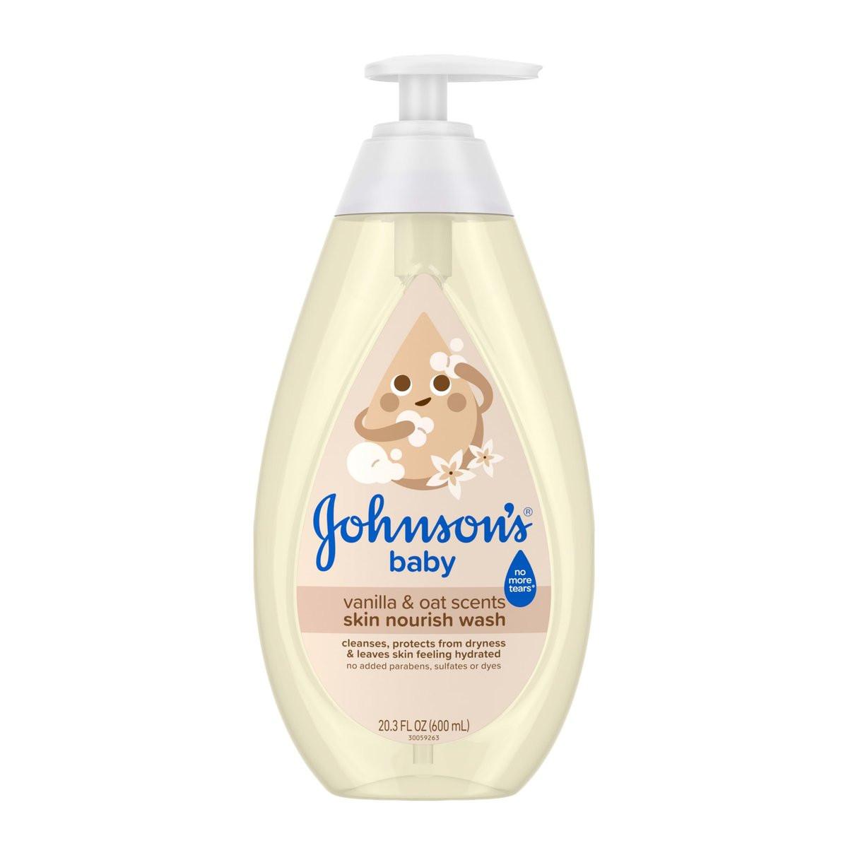 Johnson's Baby Hautpflegende Feuchtigkeits-Baby-Waschcreme, Vanille & Haferduft, Tränenfrei, Hypoallergen, 20,3 Fl. Oz