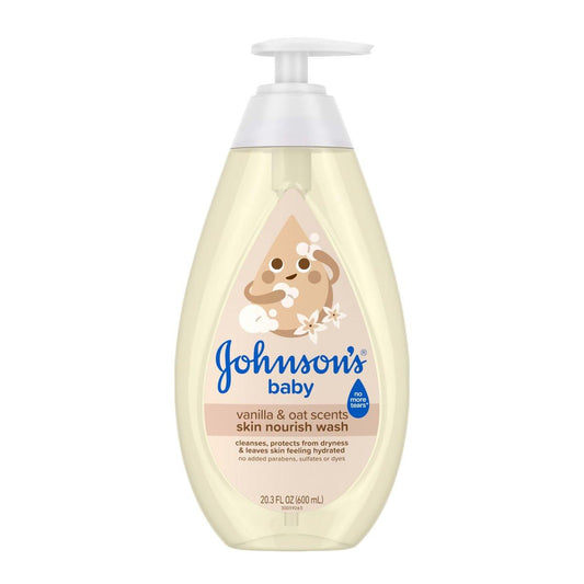 Johnson's Baby Hautpflegende Feuchtigkeits-Baby-Waschcreme, Vanille & Haferduft, Tränenfrei, Hypoallergen, 20,3 Fl. Oz