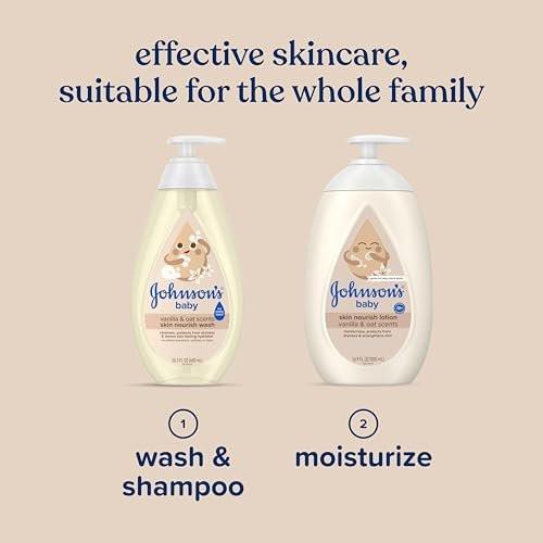 Johnson's Baby Hautpflegende Feuchtigkeits-Baby-Waschcreme, Vanille & Haferduft, Tränenfrei, Hypoallergen, 20,3 Fl. Oz